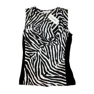 Calvin Klein Cowl Neck Sleeveless Top Zebra Print Small